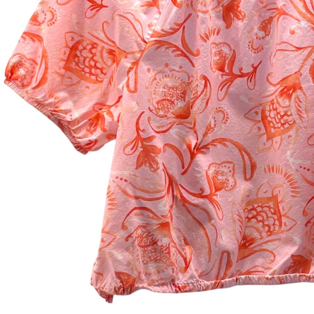 Talbots Crop Floral Top‎ Pink Peach 1X - Picture 4 of 12